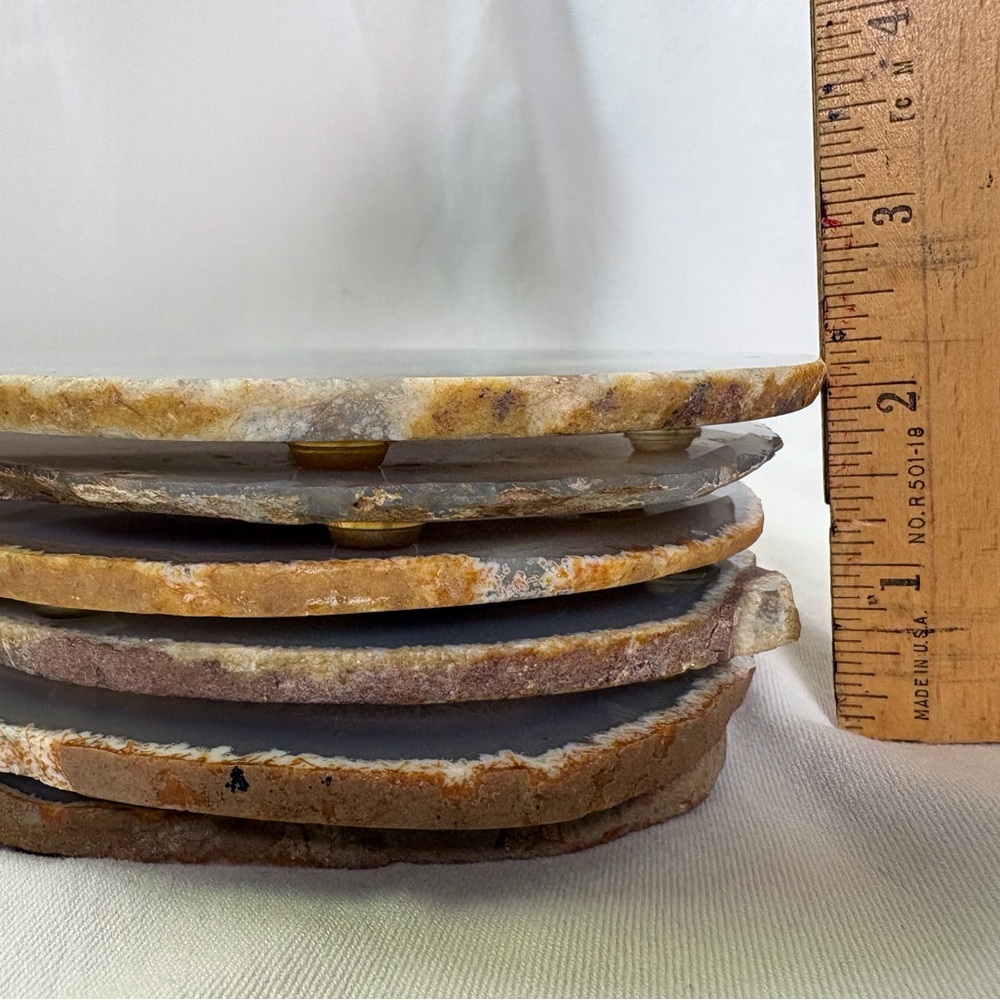 Gray, Tan and White Polished Agate Coasters - Set of 6 - Picture 4 of 15